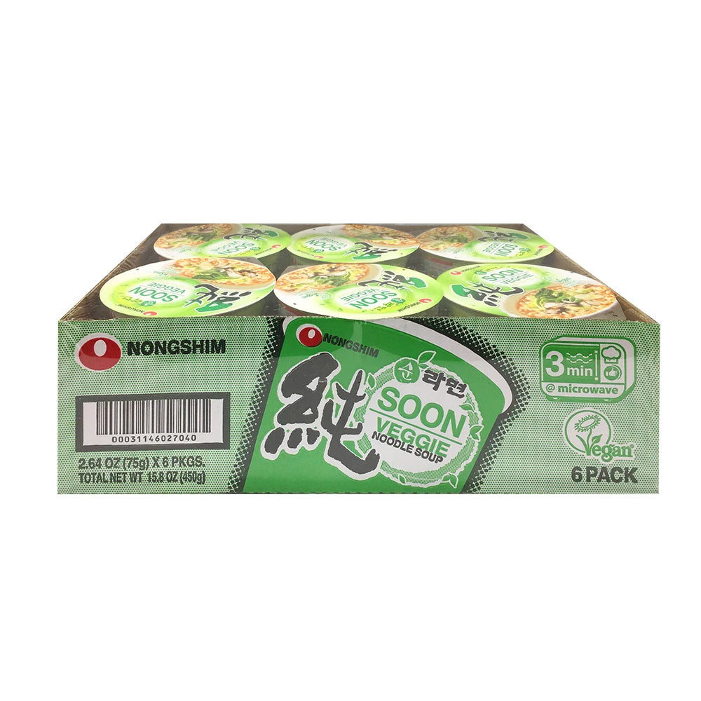 Nongshim Soon Vege Noodle Soup Cup 75g X 6